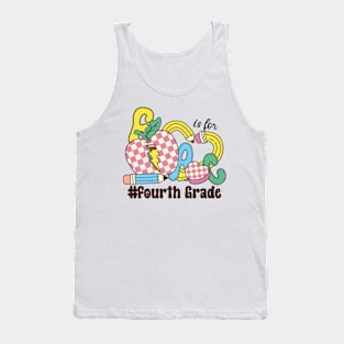 F Is For Fourth Grade Teacher Groovy Back to School Tank Top